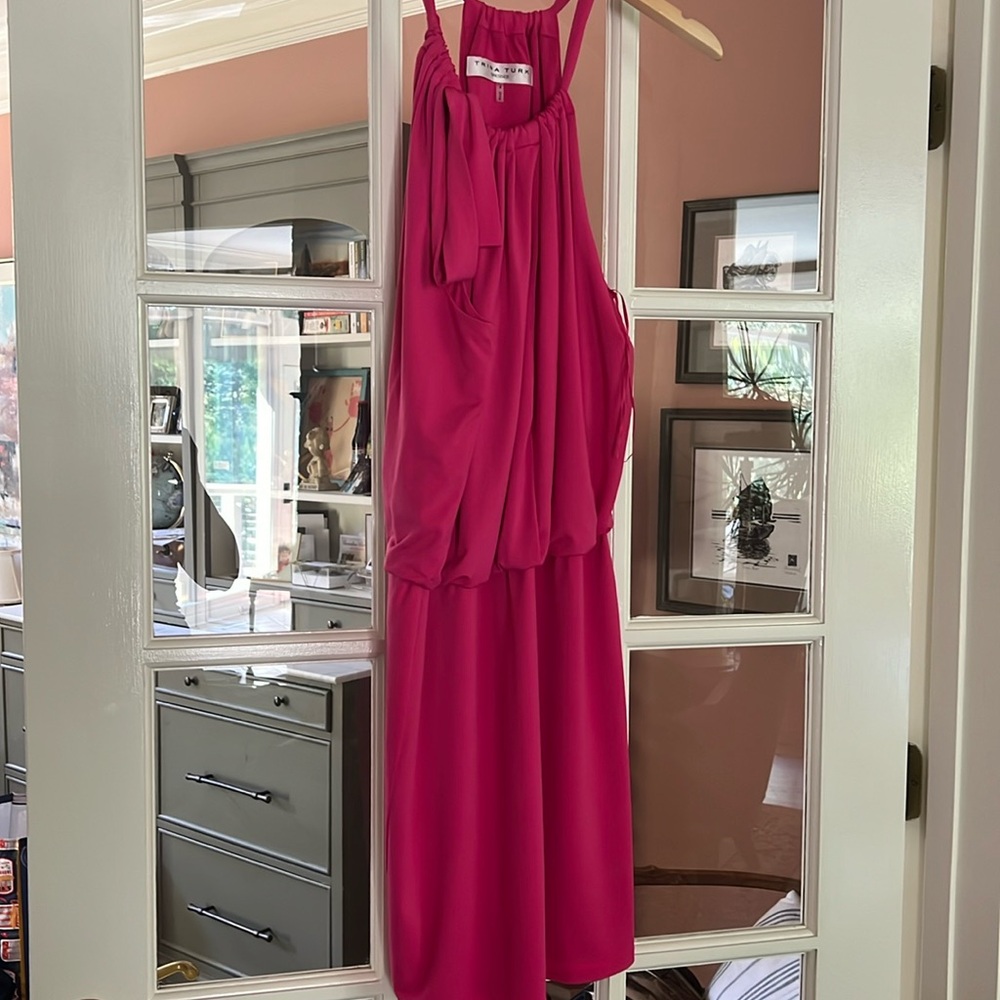 Trina Turk hot pink shirt dress
